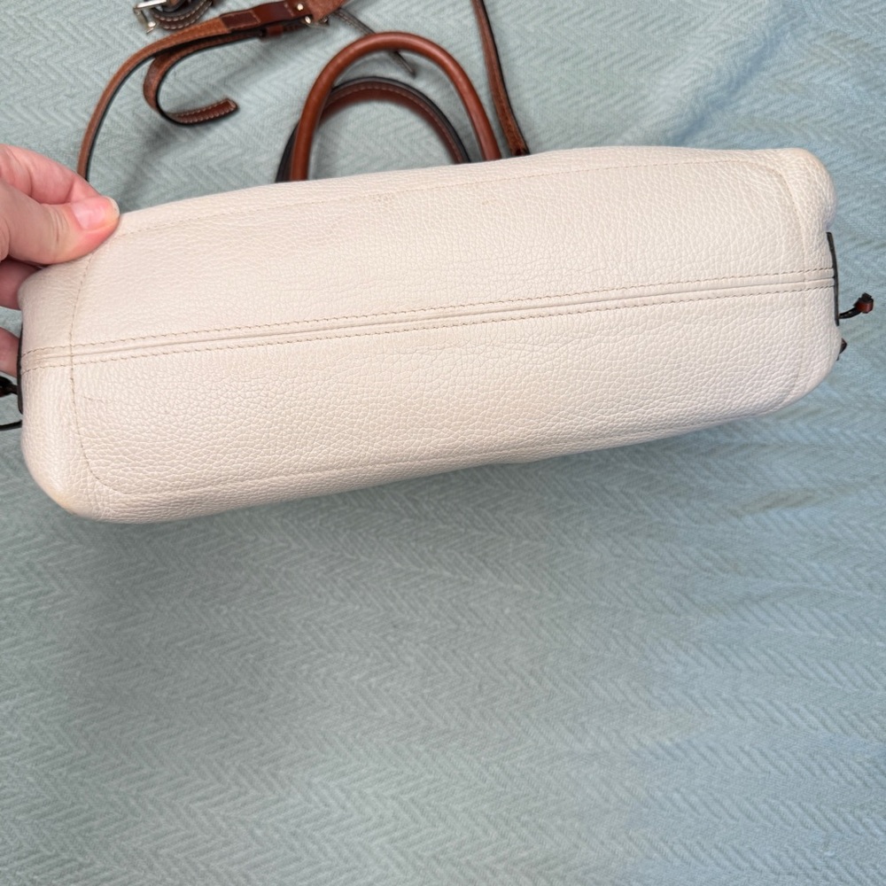 Dooney & Burke Wakefield Tassel Tote leather in bone, gold tone hardware - Picture 14 of 16